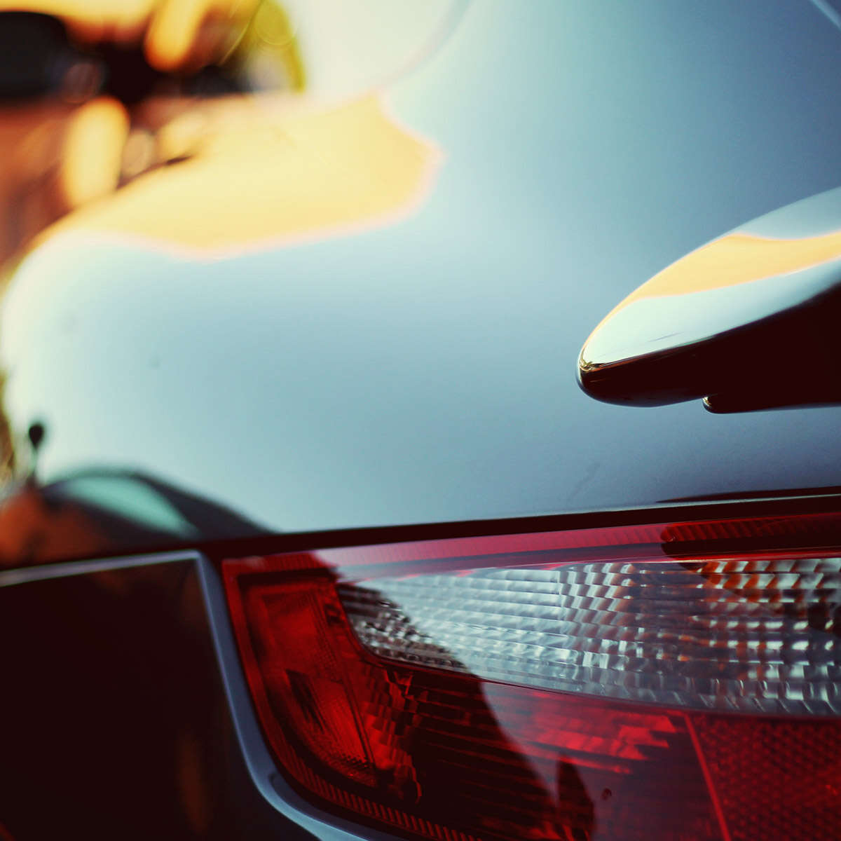 A close up of the rear lights on a car